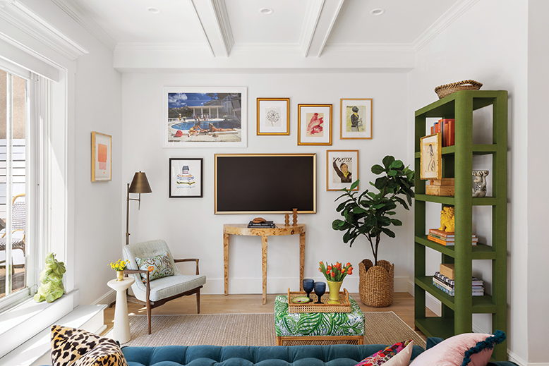 Living room in brownstone in Hoboken, NJ