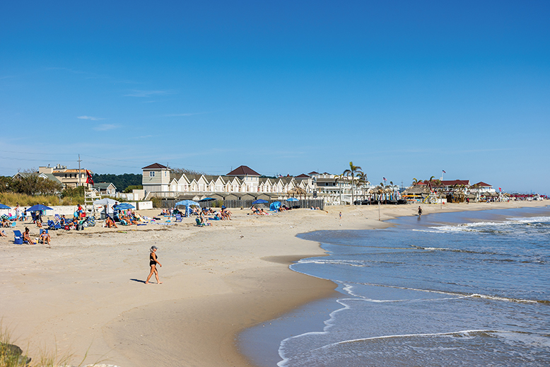 A view of Sea Bright’s public beach, Surfrider Beach Club, Sands Beach Club and Ship Ahoy Beach Club in the distance