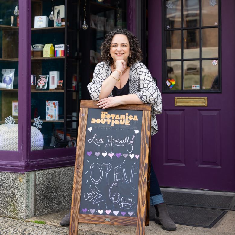 Kris Haas outside her Botanica Boutique in South Orange, NJ