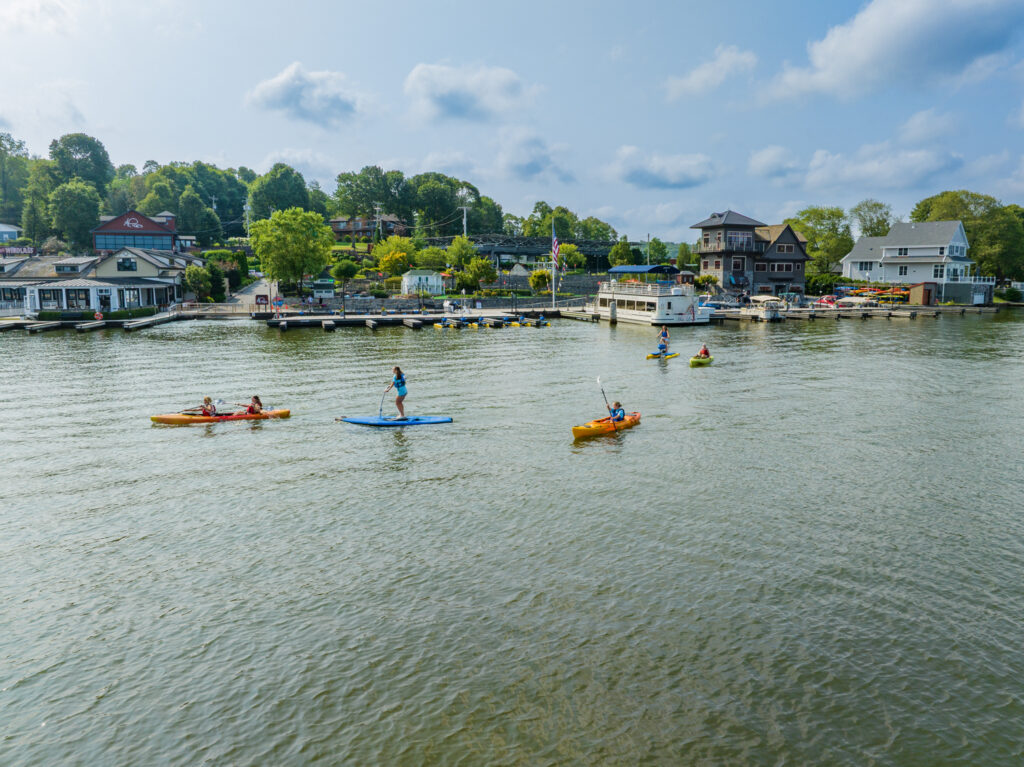 Visitors hydrobiking and kayaking on Lake Hopatcong, NJ