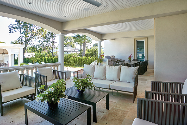 Outdoor seating area at home in Oakhurst, NJ