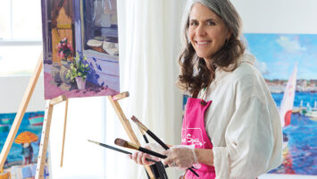 NJ artist Jules Duffy at her easel