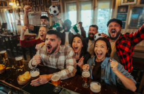 Fans at soccer watch party