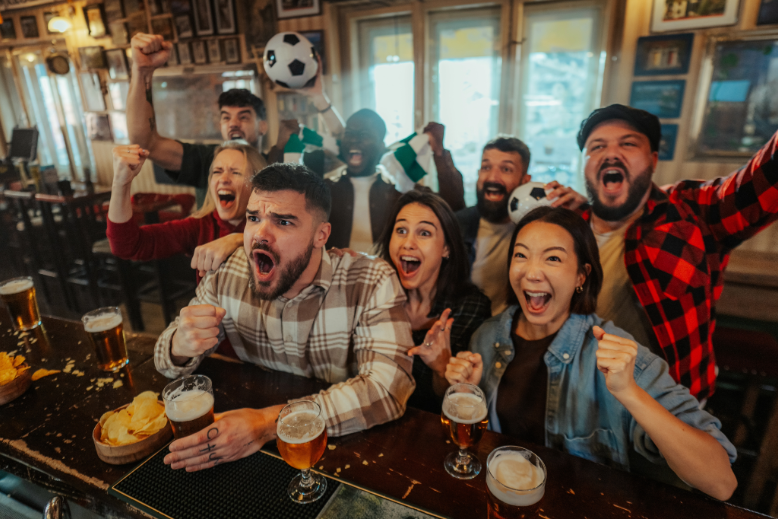 Fans at soccer watch party
