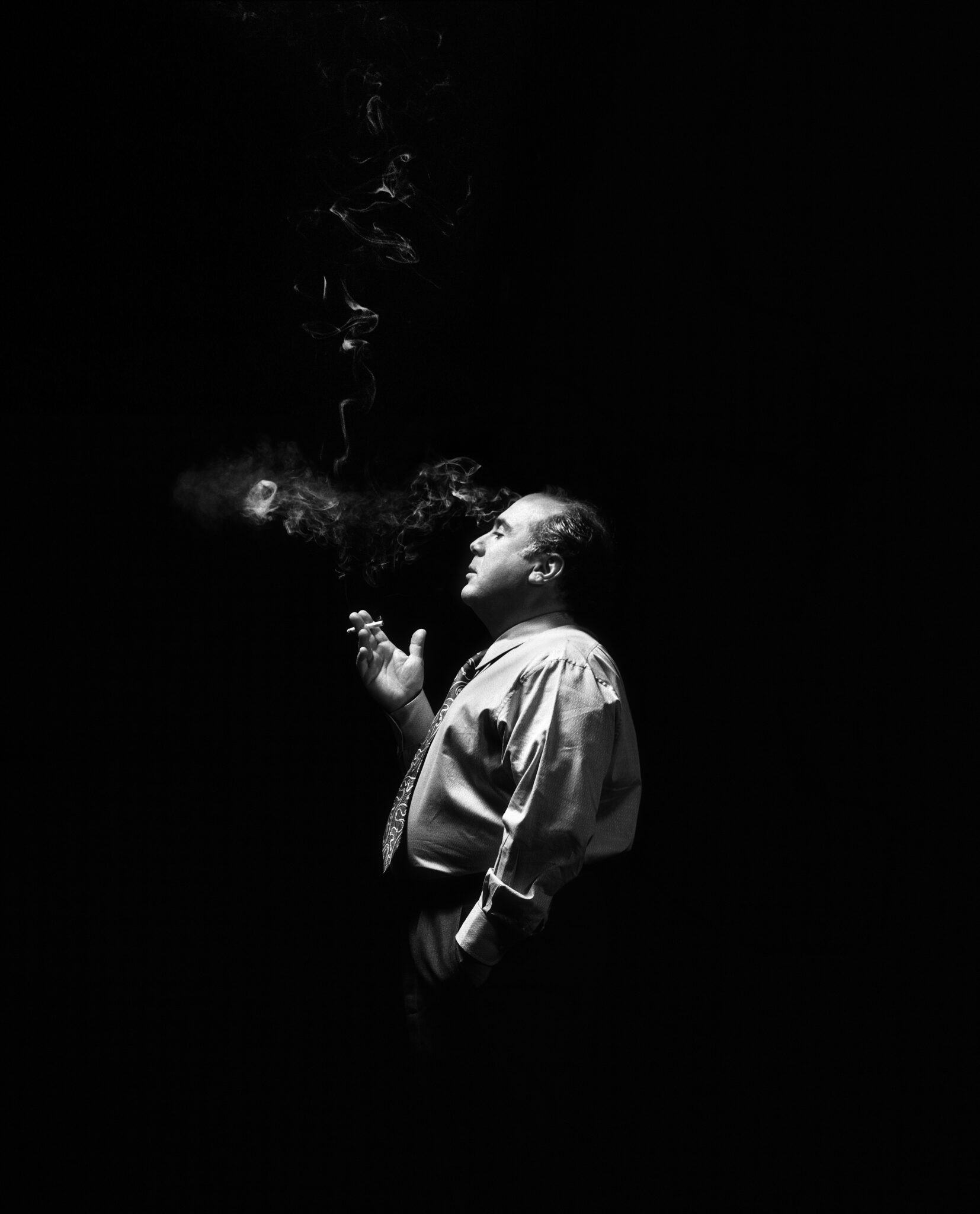 Black-and-white portrait of Danny DeVito taken by photographer Timothy White