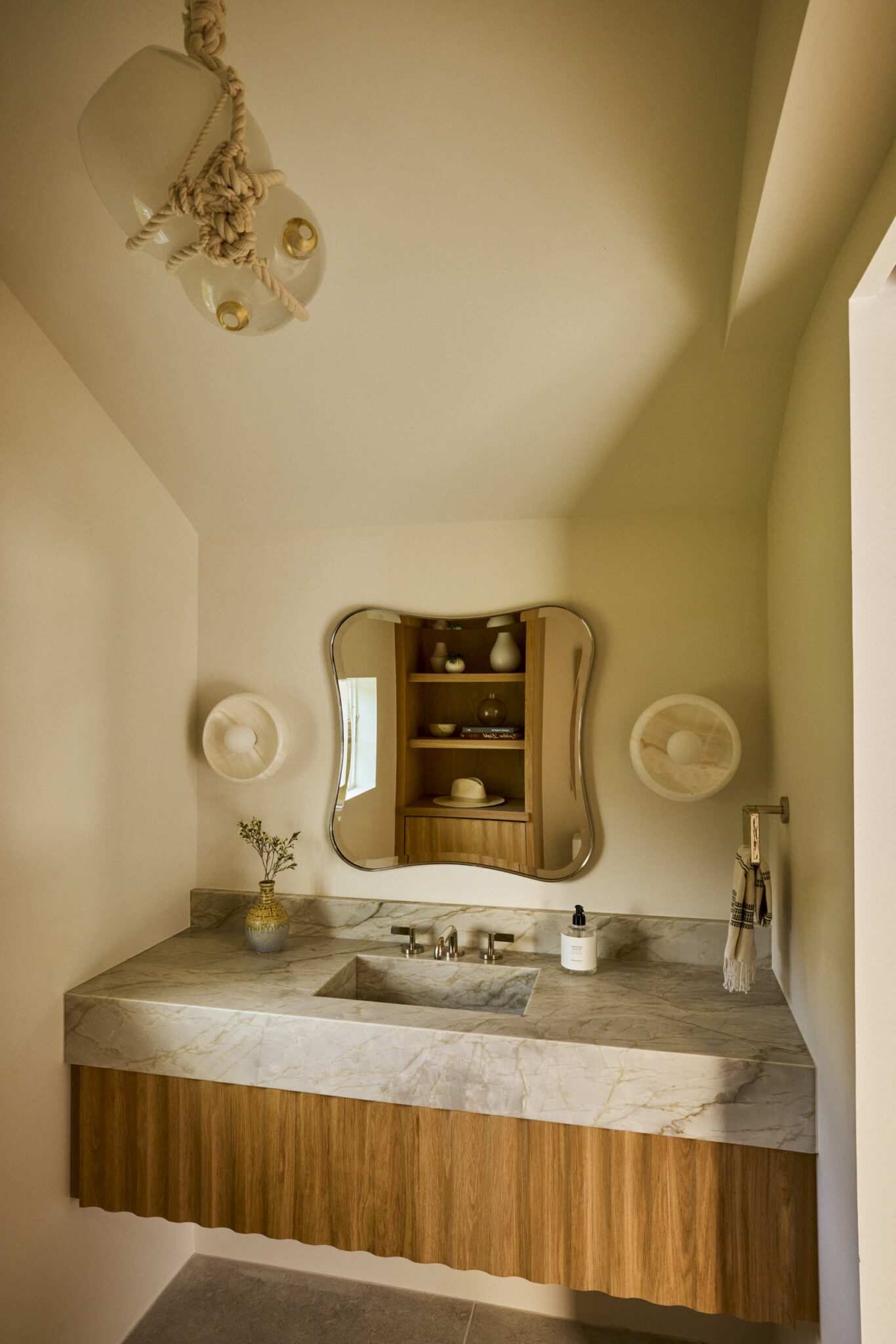Bathroom in pool house in backyard of house in Fair Haven, NJ