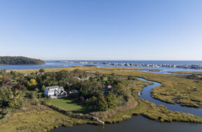 Aerial shot of home in Rumson, NJ