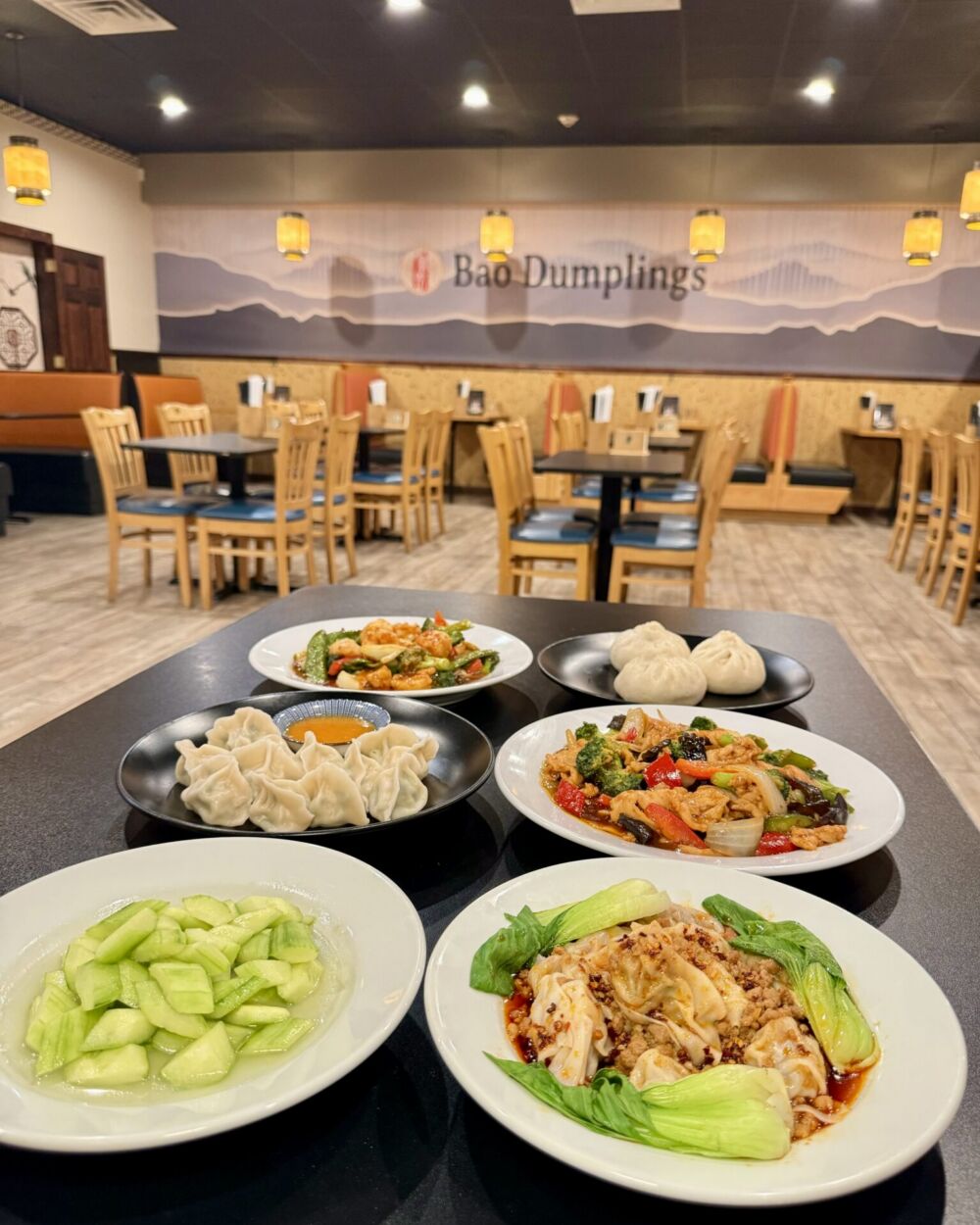 Assorted dishes at Bao Dumplings & Bao Tea in Hazlet, NJ