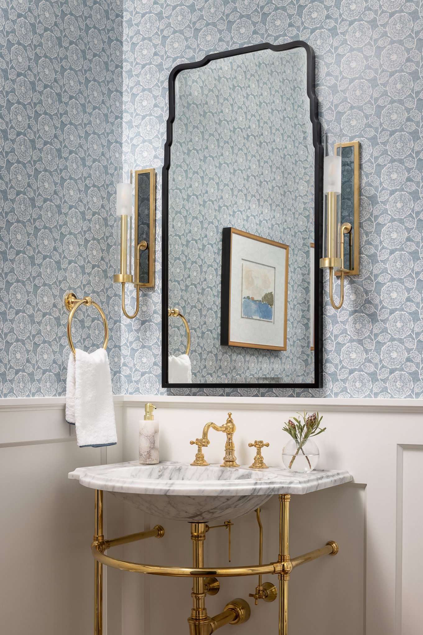 Powder room in home in Summit, NJ