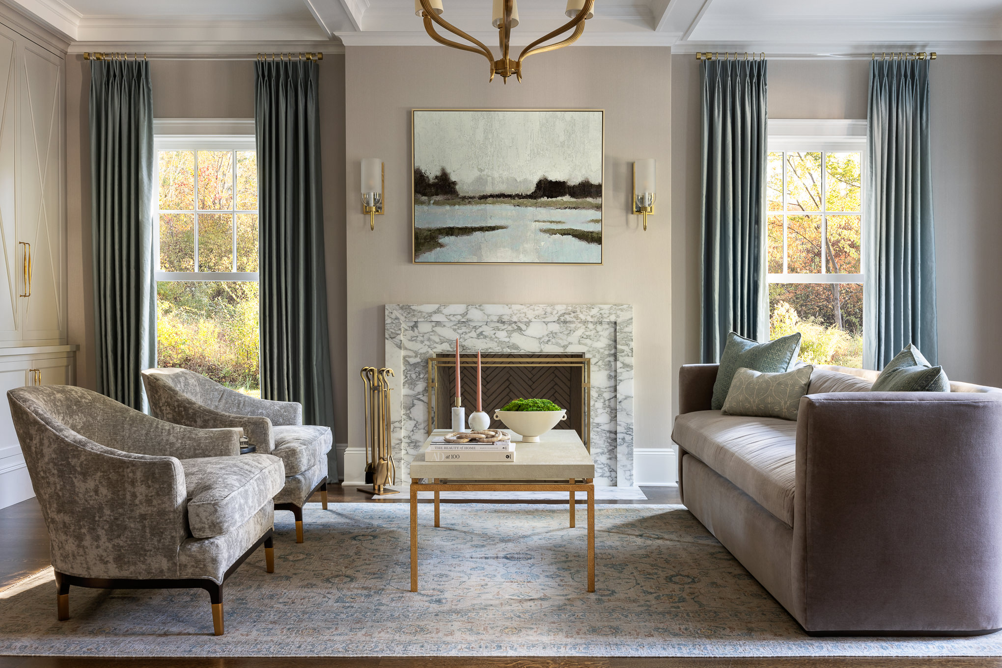 Living room in home in Summit, NJ