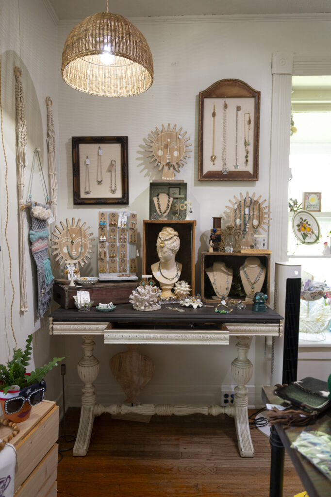 A jewelry display at Brick + Mortar Marketplace in Lafayette, NJ
