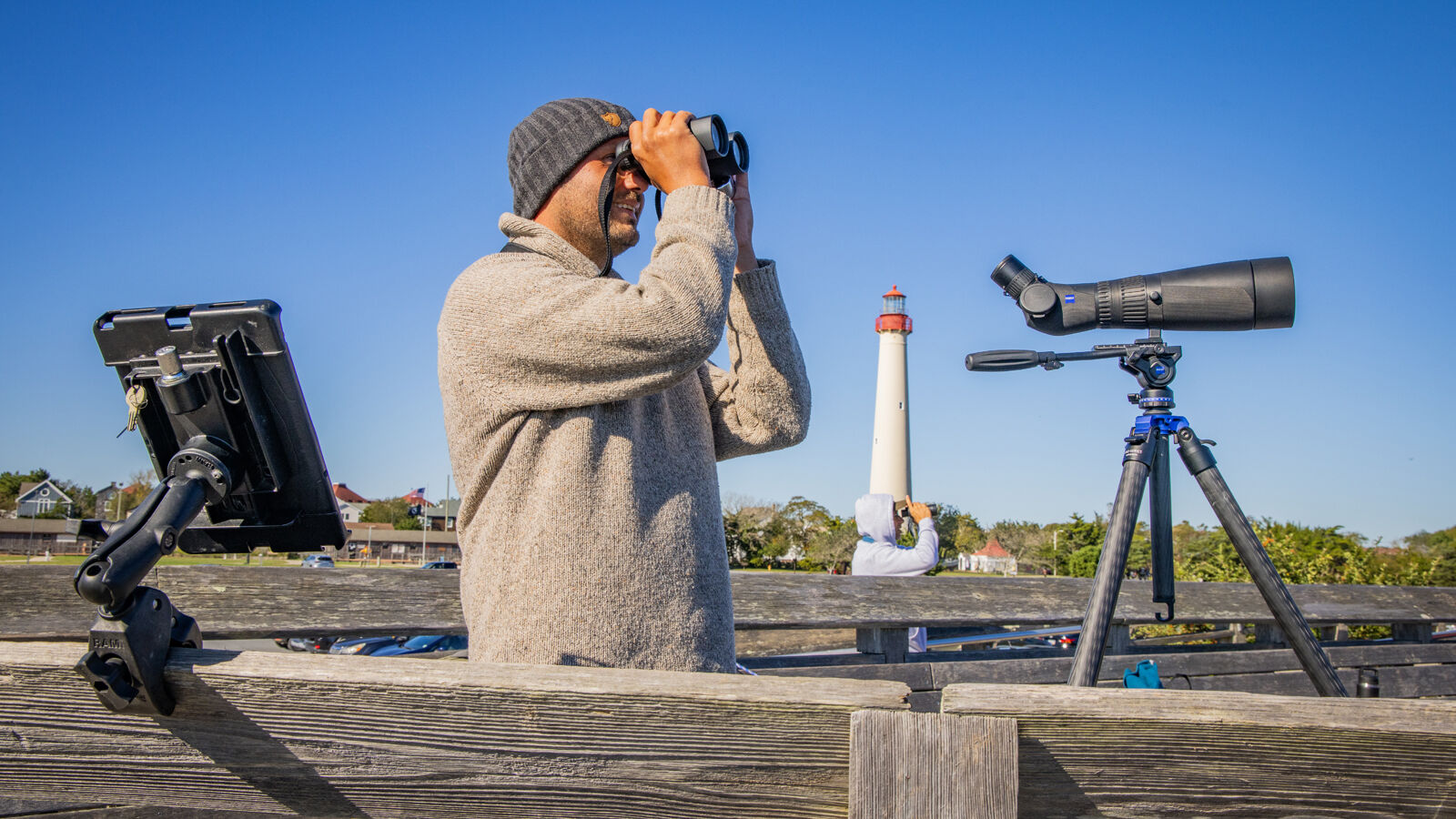 Tom Reed, migration count coordinator for the Cape May Bird Observatory, birdwatching in Cape May, NJ