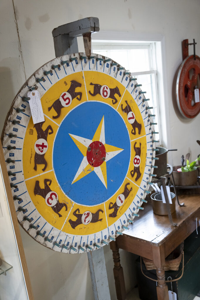 A vintage game wheel at the Carriage House in Lafayette, NJ