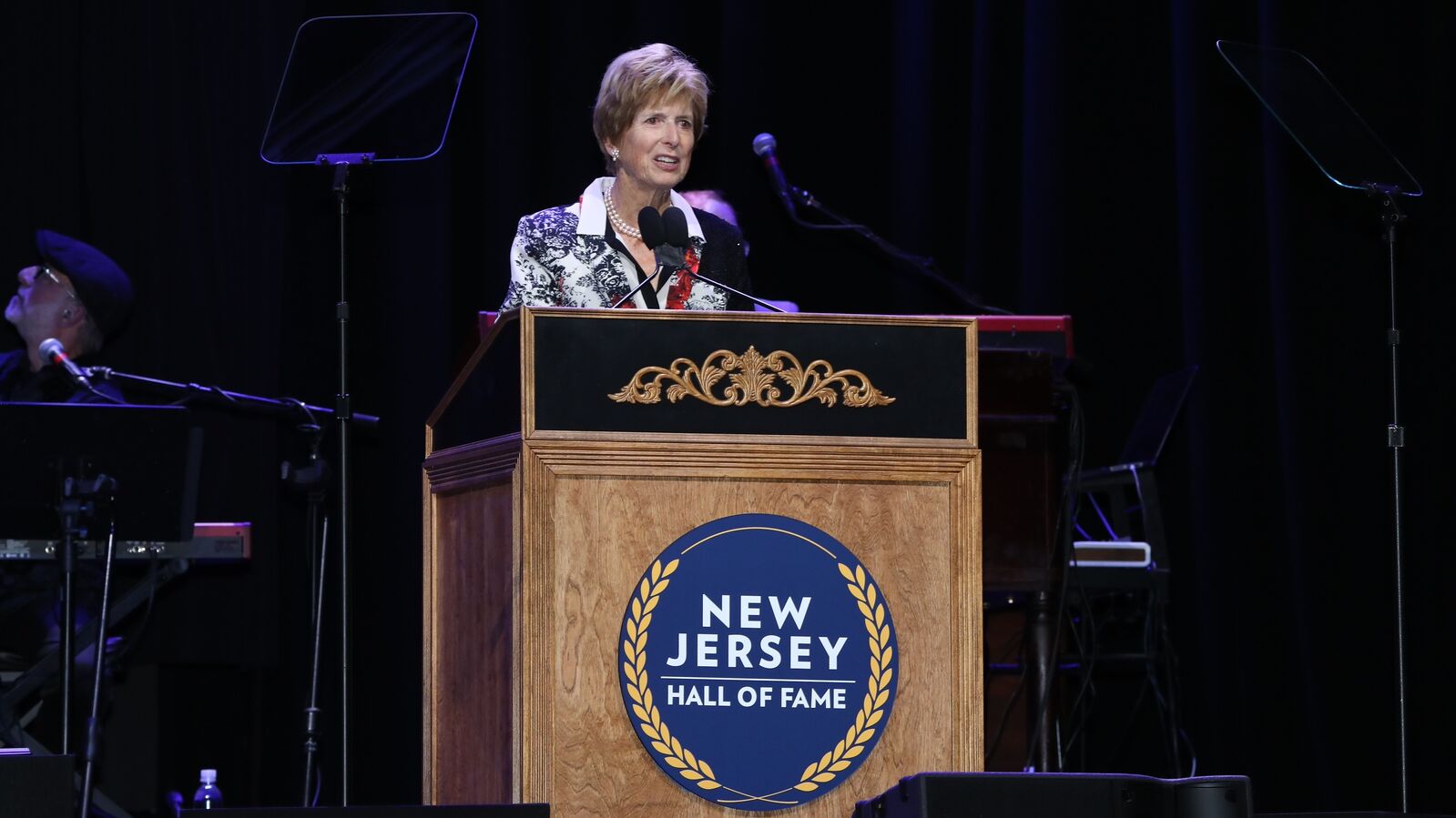 Former New Jersey Governor Christine Todd Whitman at the New Jersey Hall of Fame's 2026 induction ceremony in East Rutherford, New Jersey