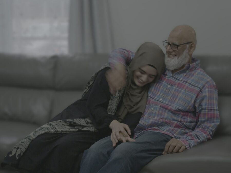 Sabih Mir of Woodbridge hugs his daughter, Sana, in "The Good Life"