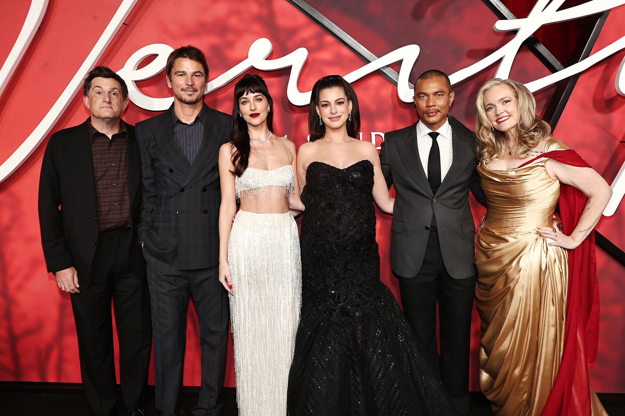 "Verity" director Michael Showalter with actors Josh Hartnett, Dakota Johnson, Anne Hathaway, Ismael Cruz Córdova and "Verity" author Colleen Hoover at the film's New York premiere. 