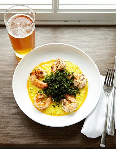 Njm Recipe Box Shrimp With Fresh Corn Grits Spicy Fried Kale And Chili Oil