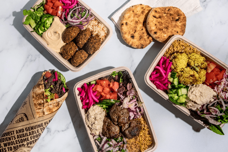 An array of food from fast-casual Lebanese chain NAYA
