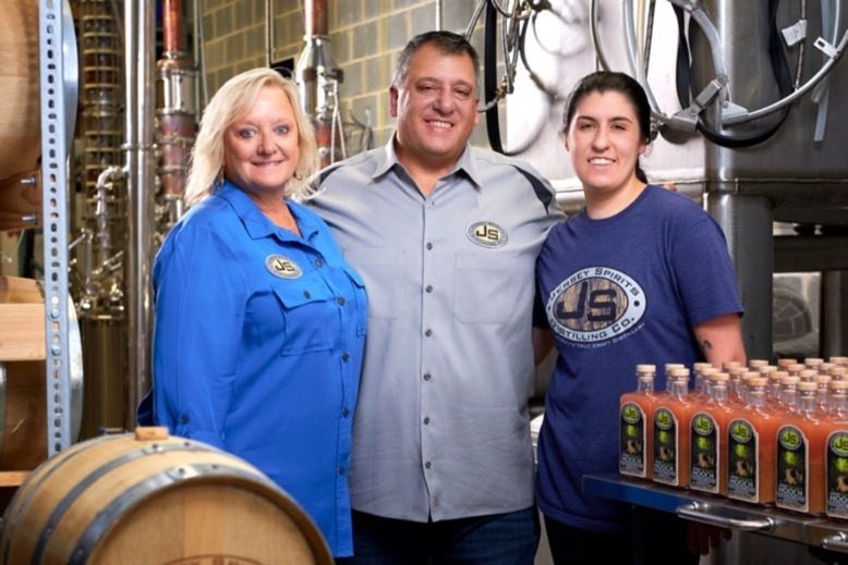 Susan, John and daughter Noël Granata at their family-owned and -run Jersey Spirits Distilling Co. in Fairfield.