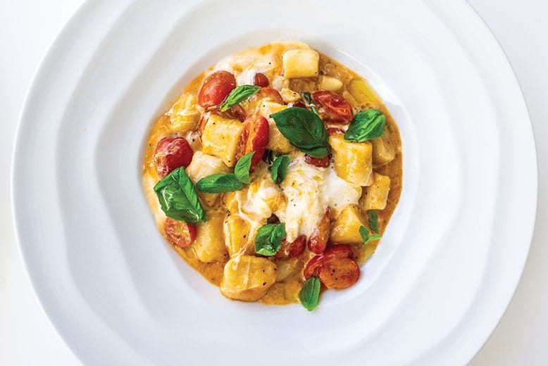 Gnocchi con burrata, with cherry tomatoes and basil, at Girasole in Atlantic City