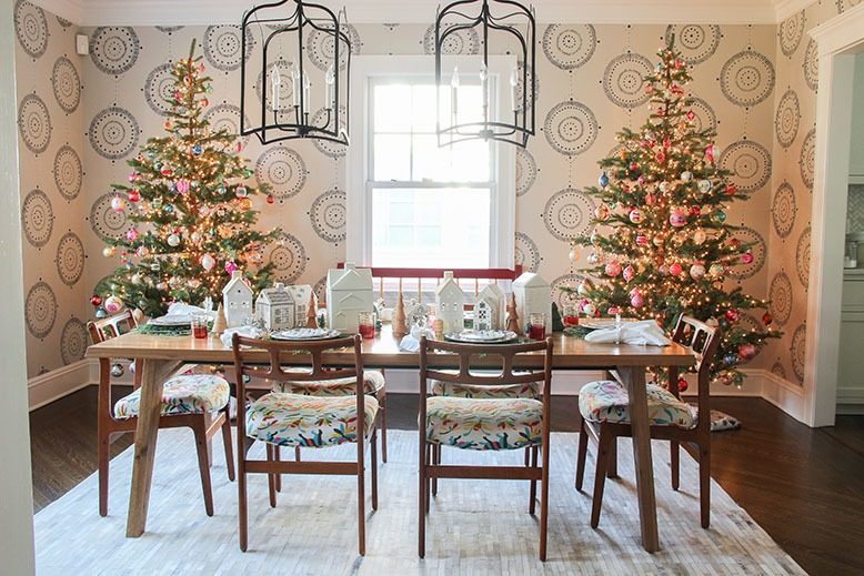 The dining room of Kelly Elko's Summit home, decked out for Christmas