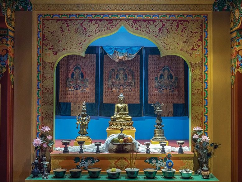 The grandiose Tibetan Buddhist altar at the Newark Museum of Art.