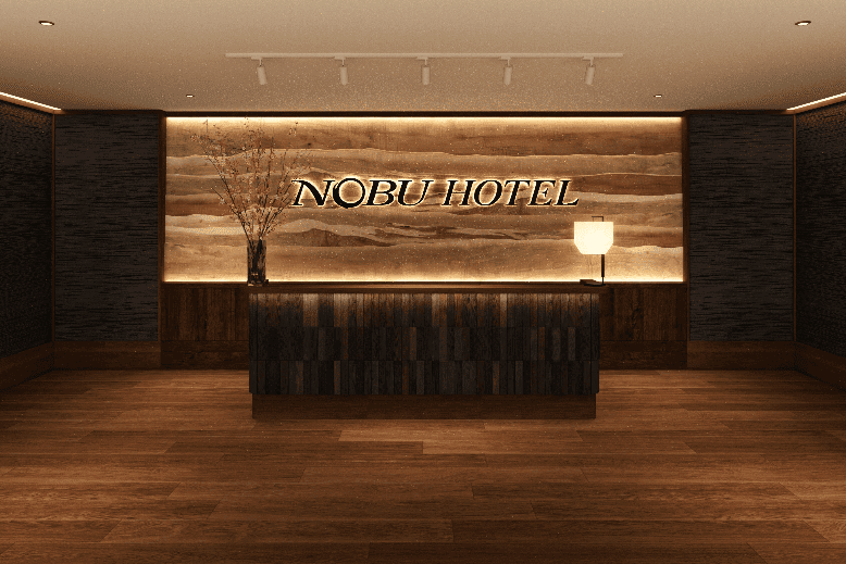 Rendering of check-in desk at Nobu Hotel Atlantic City