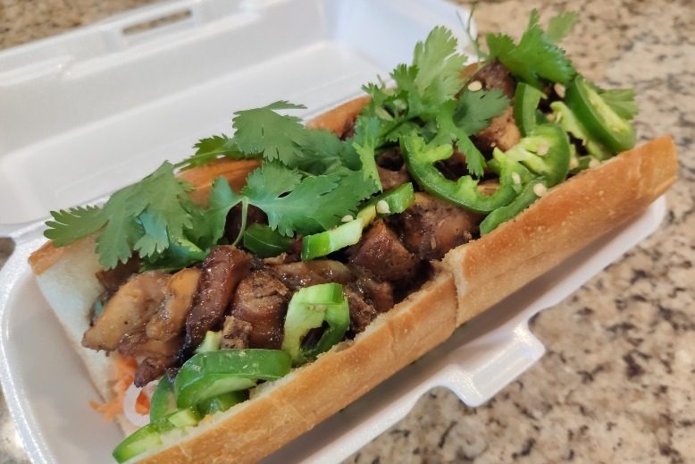 The lemongrass chicken banh mi at Saigon Subs & Café in Morristown.