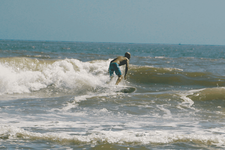 Van Cathcart of Sandman School in Lower Township surfs after school