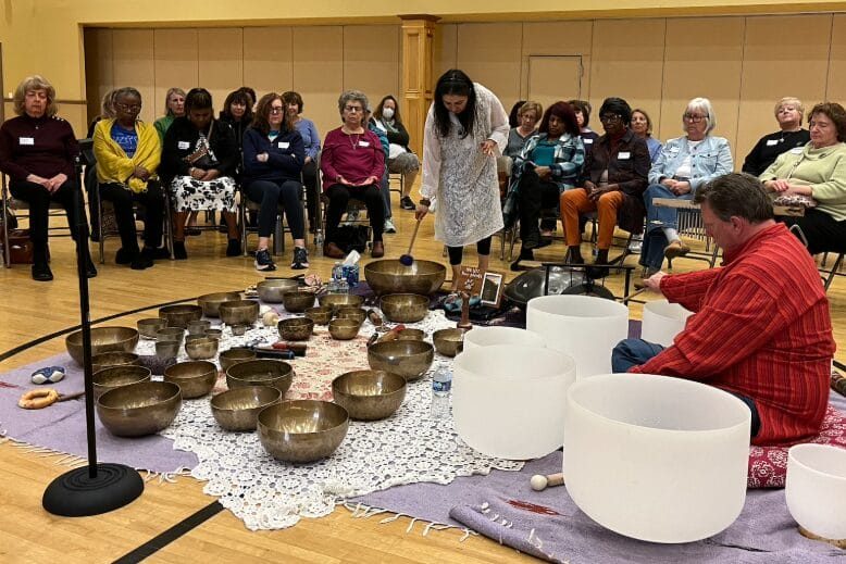 A WINGS sound-therapy session with Tibetan singing bowls