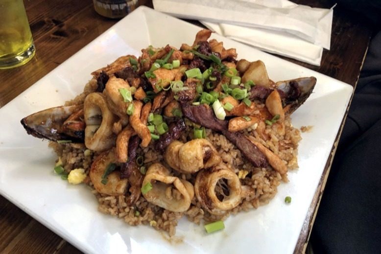 Fried rice with chicken, beef and seafood at D'Carbon in Paterson