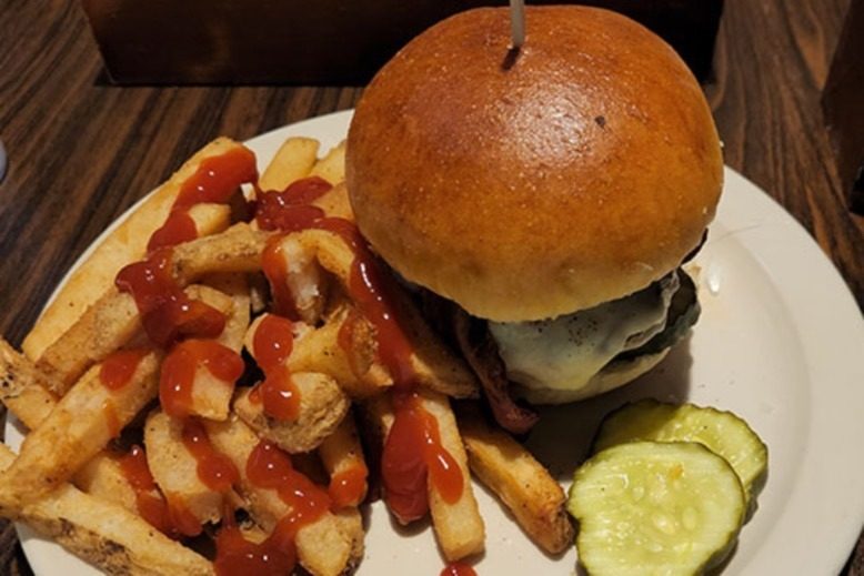 Burger and fries at Firkin Tavern in Ewing