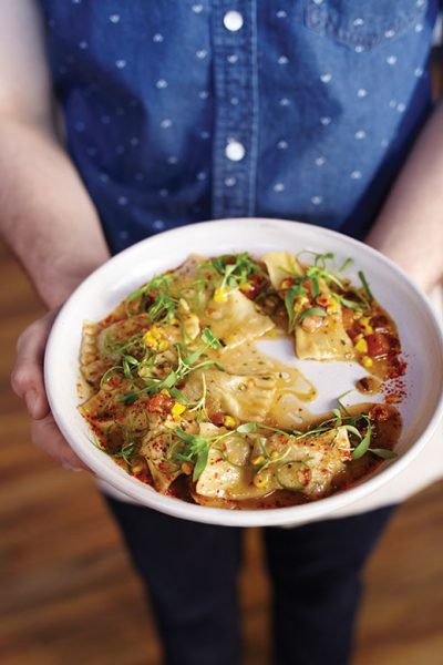 Potato agnolotti with littleneck clams.