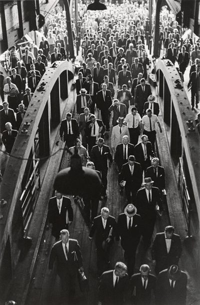 Commuters board the Hoboken Ferry, 1963.