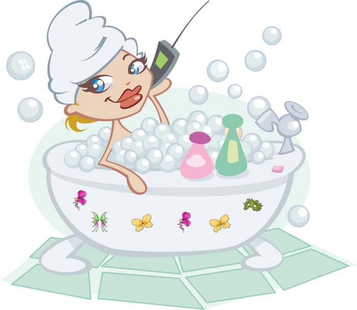 illustration of woman in bathtub