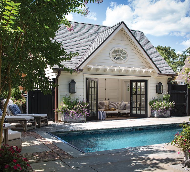 The pool house is a popular "flophouse" for the family as well as neighborhood kids.