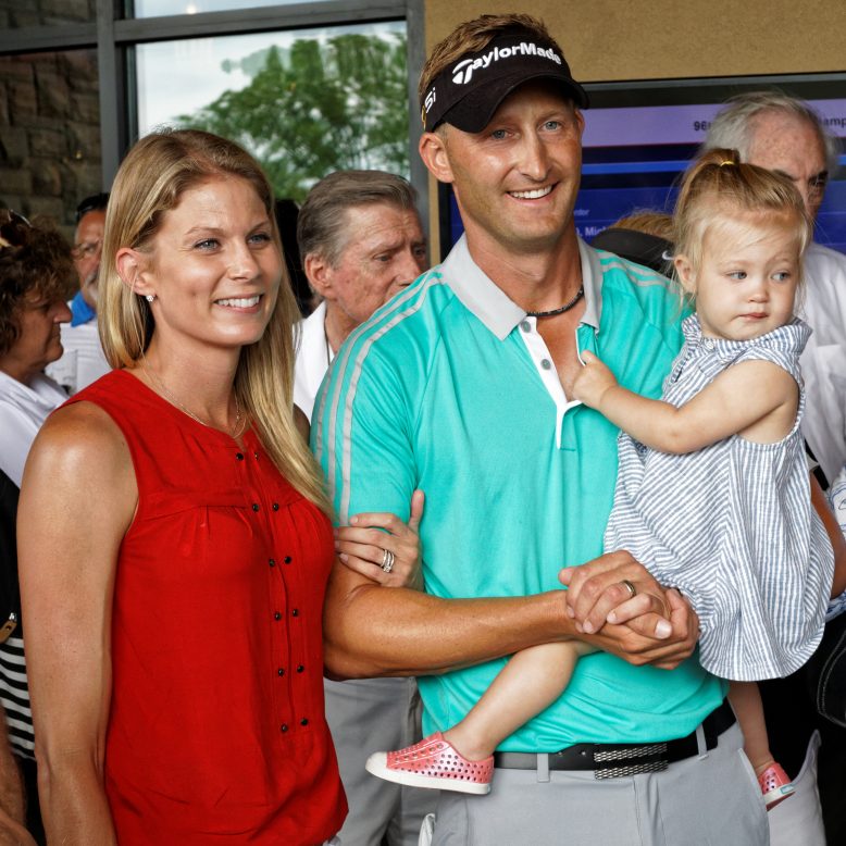 2016 New Jersey State Open Golf Champion Tyler Hall with his wife, Brianna, and daughter. Finley. Photo: Eric Levin