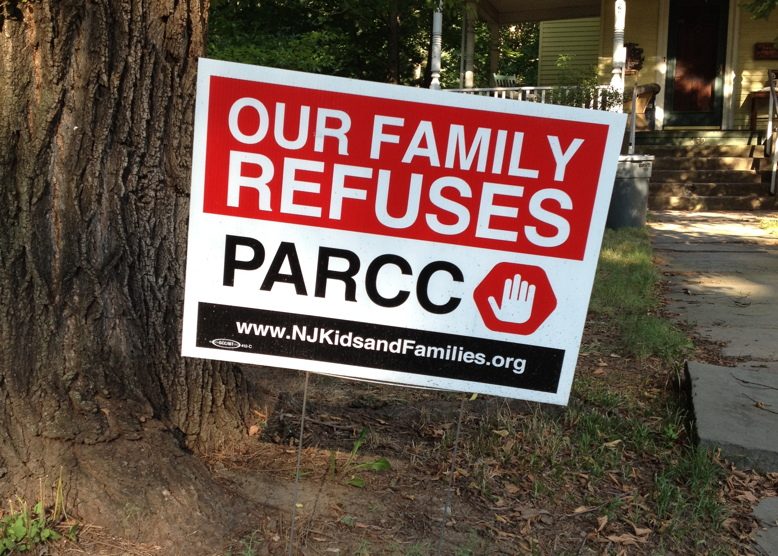 An anti-PARCC sign adorns a lawn in Montclair.