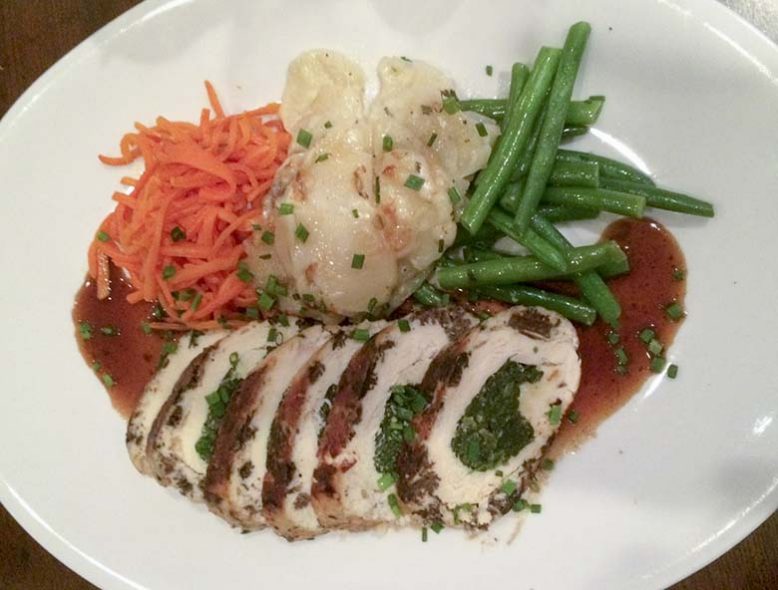 Chicken roulade at O Bistro Francais in Red Bank. Photo: Andrea Clurfeld