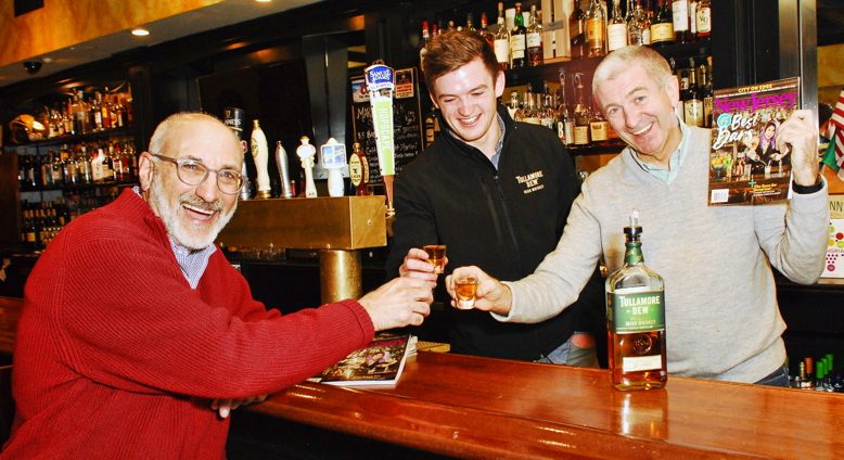 Kilkenny House in Cranford prevailed over 29 other contenders in New Jersey Monthly’s recent Best Irish Pub poll sponsored by Tullamore Dew Irish Whiskey. Kilkenny’s owner Barry O’Donovan, right, accepts congratulations from New Jersey Monthly editor Ken Schlager, left, and Tullamore Dew brand ambassador Peter Crowley. Kilkenny House has been a Cranford favorite since opening in 2008.