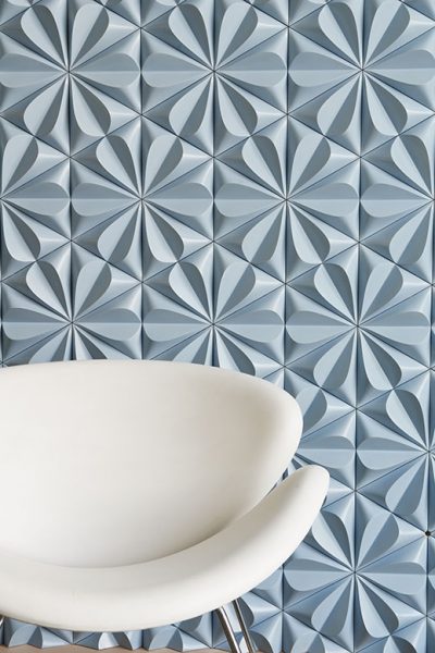 Create an accent wall, backsplash or fireplace surround with 3-D tiles from Walker Zanger.