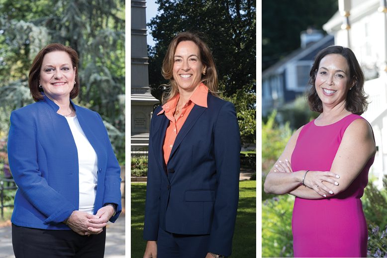 Former Navy pilot and federal prosecutor Mikie Sherrill [center], a Democrat, hopes to unseat Republican Congressman Rodney Frelinghuysen in Jersey's 11th District. Linda Weber, of Berkeley Heights [left] and Lisa Mandelblatt, of Westfield, are among the Democrats vying for a run against GOP incumbent Leonard Lance in the 7th District.