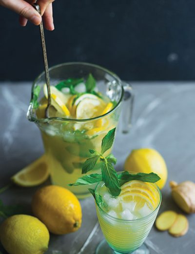 Authors Beth Ritter Nydick and Tara Roscioli encourage readers to make cocktails with herbs, spices, fresh juices and lower-calorie liquors like the tequila in the gingery, lemony Perfect Storm.