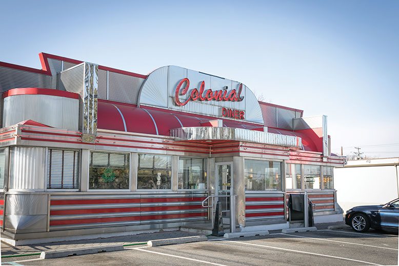 Built in the mid-1950s by Mountain View Diner Company, the Colonial in Lyndhurst retains the look of the period. Keep an eye peeled for this recurring special: shrimp salad on a roll with bacon, avocado, fresh spinach and tomato slices, with a cup of clam chowder on the side. It’s a winner.