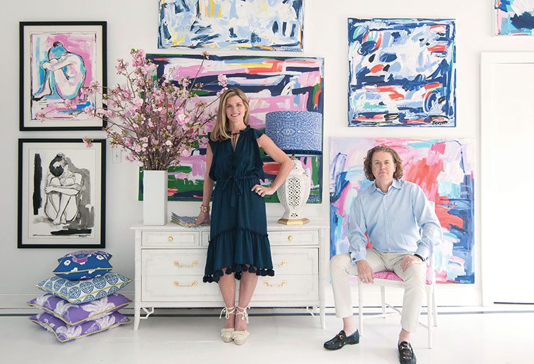 Reagan and Danny Create abstract art, custom-painted furniture and chic textiles for their new shop in Morris County.