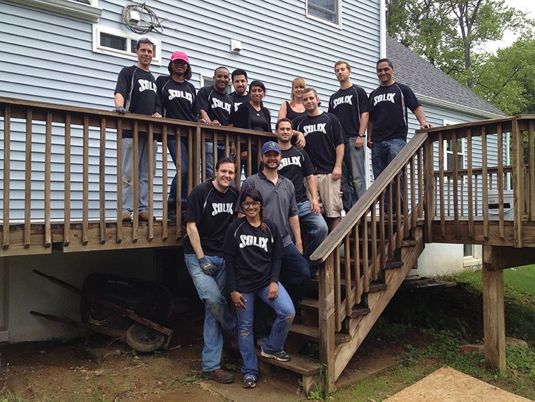 Volunteers with the Community Hope project who help create affordable housing for veterans.