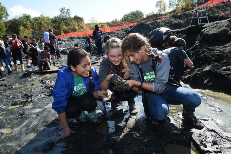 Students at Rowan University's fossil park