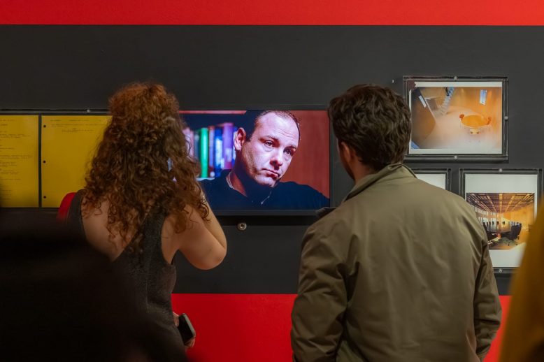 Visitors at "Stories and Set Designs for The Sopranos" at the Museum of the Moving Image in Astoria, Queens, NYC