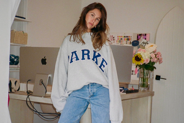 Chelsea Parke Goles in one of her brand's signature sweatshirts