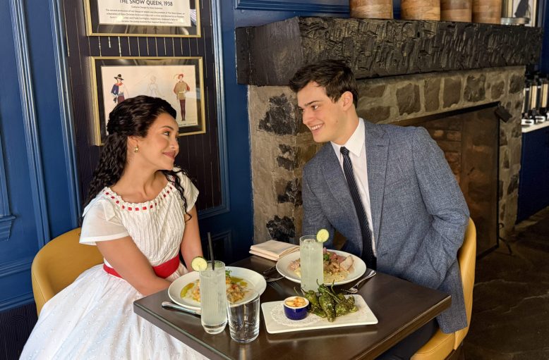 The actors playing Maria and Tony in the Paper Mill Playhouse's "West Side Story" on a "date" at the theater's new Carriage House restaurant